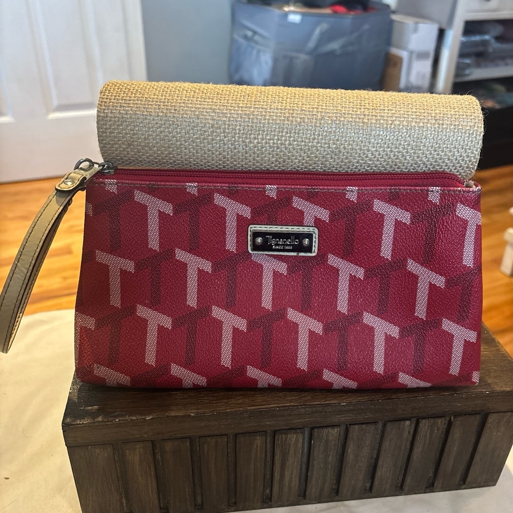 Tignanello Red and Cream Monogram Bag